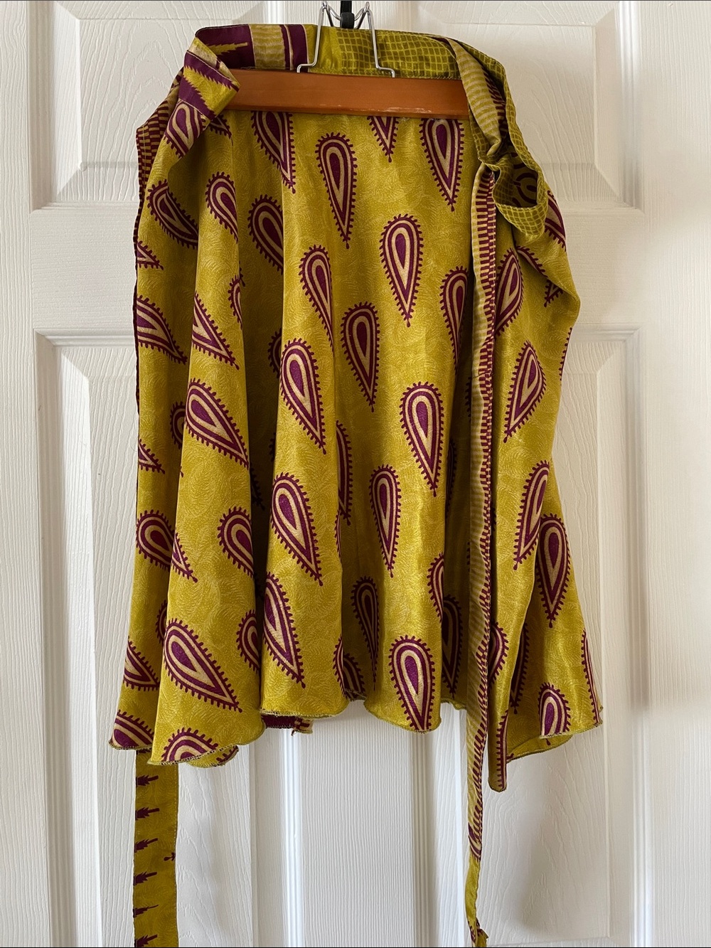 Sari wrap skirt plum purple yellow mustard